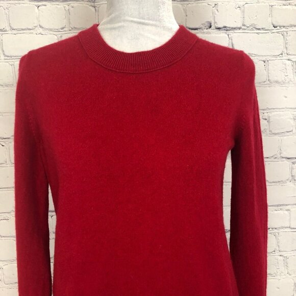 Jennie Liu 100% Cashmere Crew Neck Sweater Petite Size PM Red - Picture 4 of 6